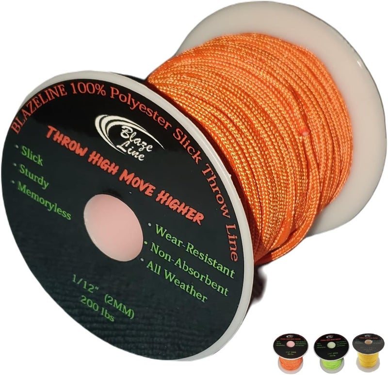 Blaze Line 100% Polyester Climbing Throw Line Rope 2 mm (1/12 in) 150 ft Stool Cord 200 lbs Tensile Strength (Bright Orange) - Image 1